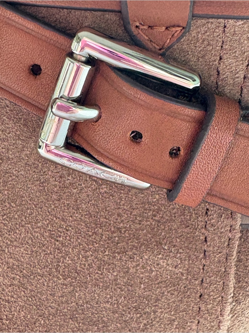 Coach Suede Ankle Boots with Buckle Strap - Taupe - Picture 3 of 11